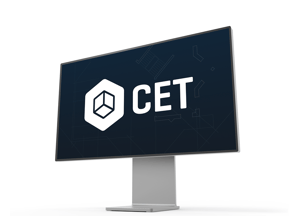 computer screen with cet logo