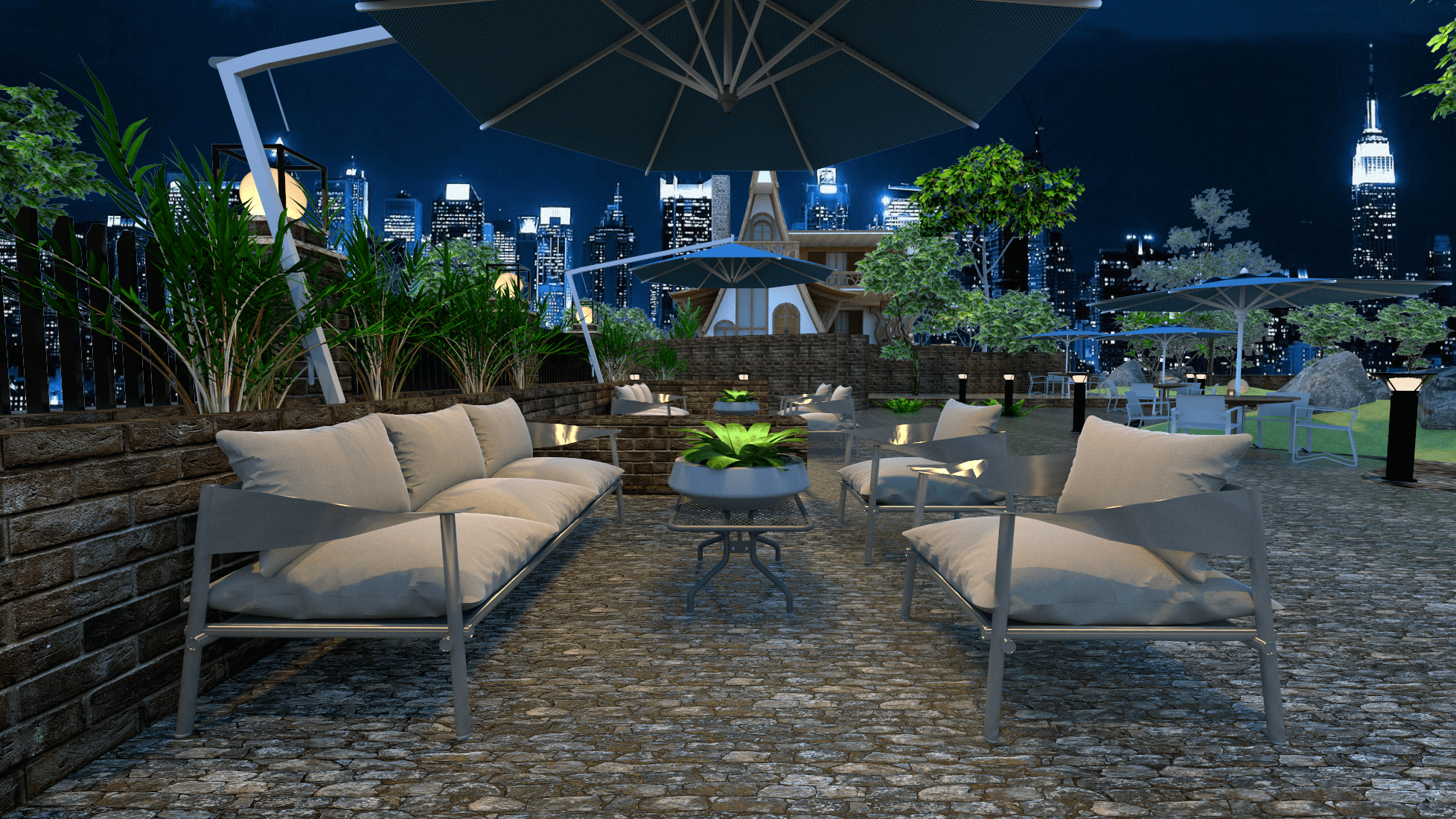 SketchUp Render of an outdoor lounge by CADdetails.