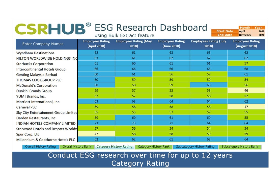 CSRHub ESG Metrics Bulk Dashboard category