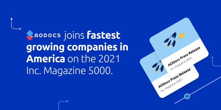 AODocs joins fastest growing companies in America on the 2021 Inc. Magazine 5000.