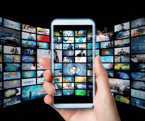 Teléfono móvil usado para video marketing