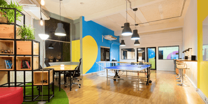 modern workplace office colorful ping pong