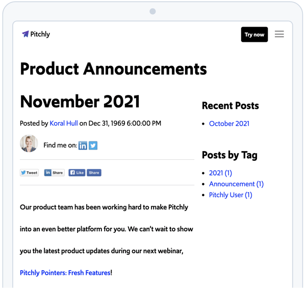 November 2021 Product Update