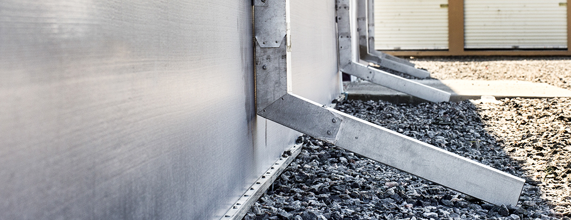 downspouts on fabric building
