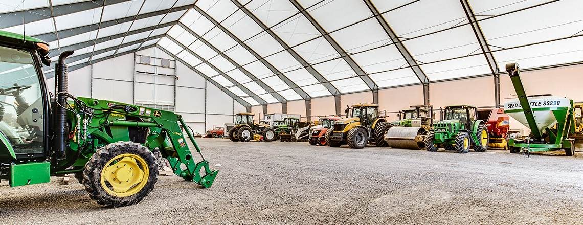 farm equipment in building