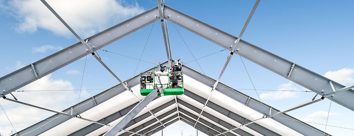 fabric installer on lift