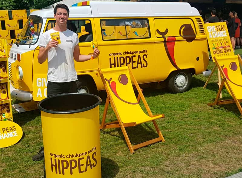 Hippeas product sampling activation using a retro camper van