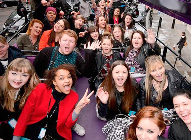 Jessie J fans on board the McDonalds Boom Bus