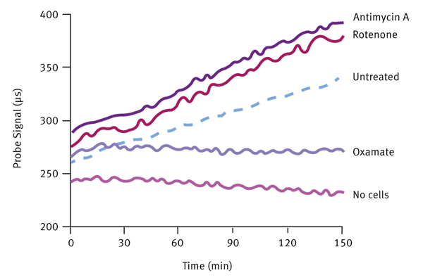Fig. 4: Extracellular acidiﬁcation proﬁle from A549 RAFT cultures, using treated and untreated cells.