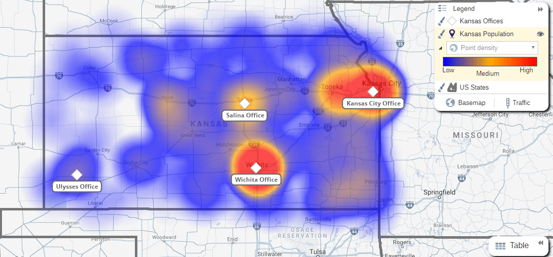 Heat map of Kansas state