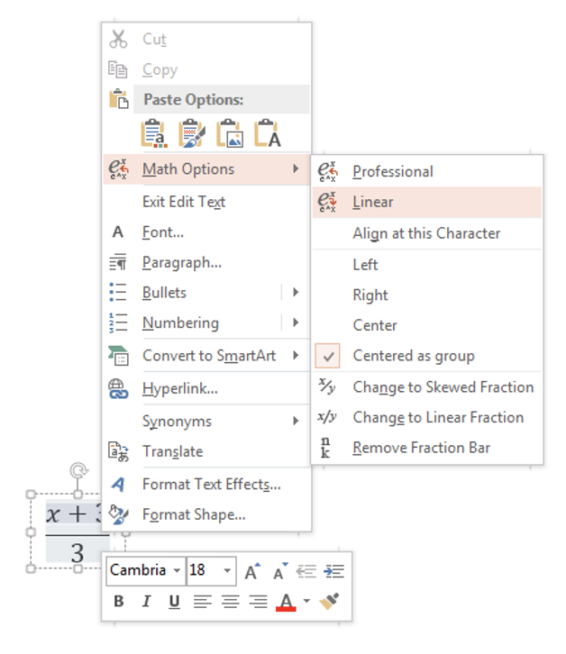 Linear in Powerpoint and Excel