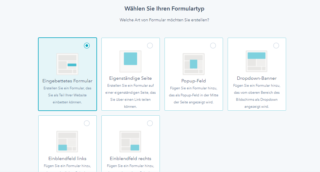 Auswahl Formulartyp