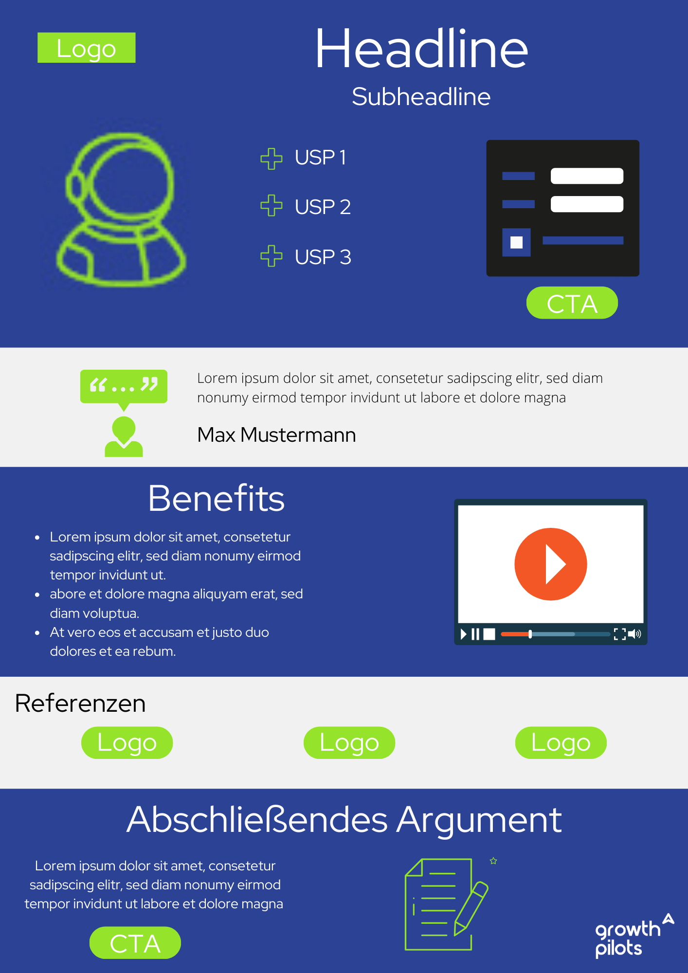 Landingpage Aufbau