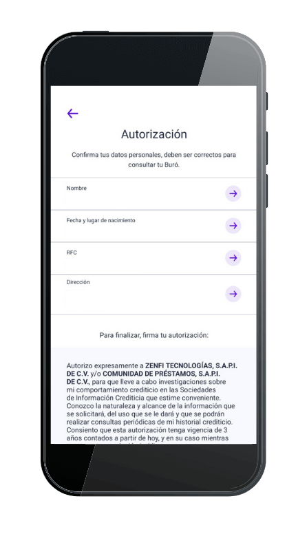 Firmar autorización en Zenfi