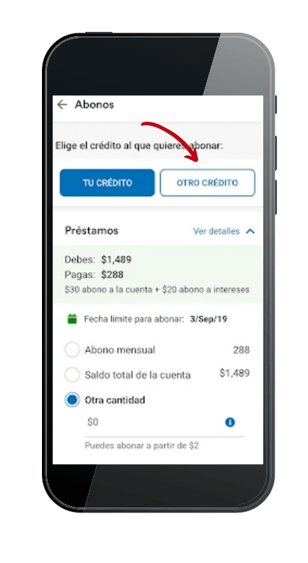 Pagar otro crédito en App Coppel