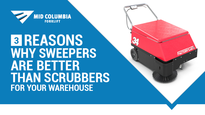 When to use a warehouse floor sweeper vs. scrubber