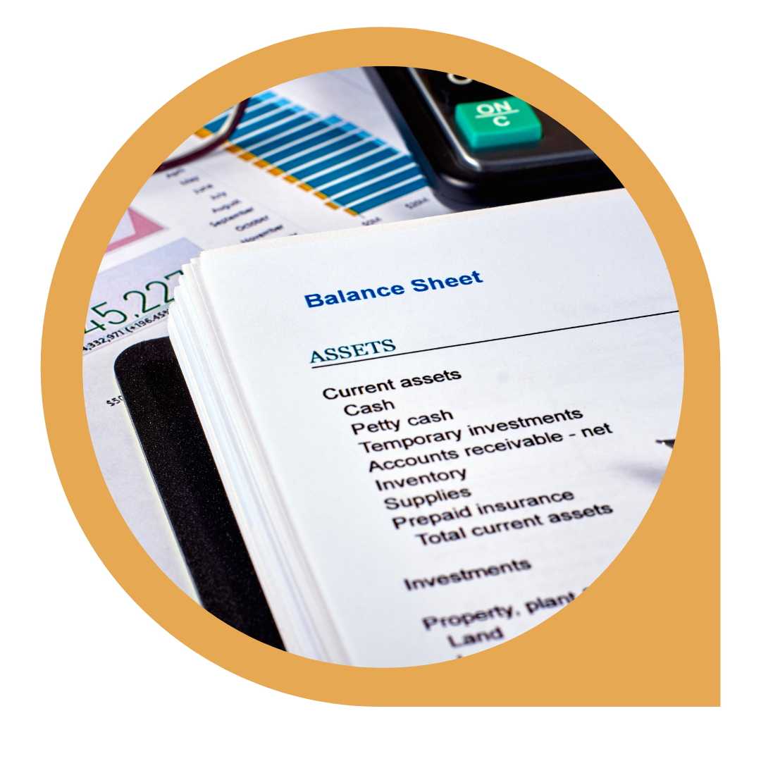 business balance sheet on table 