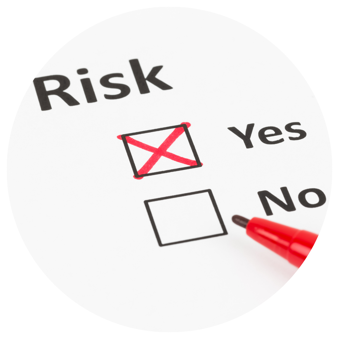 Check list for risk with a check mark on yes
