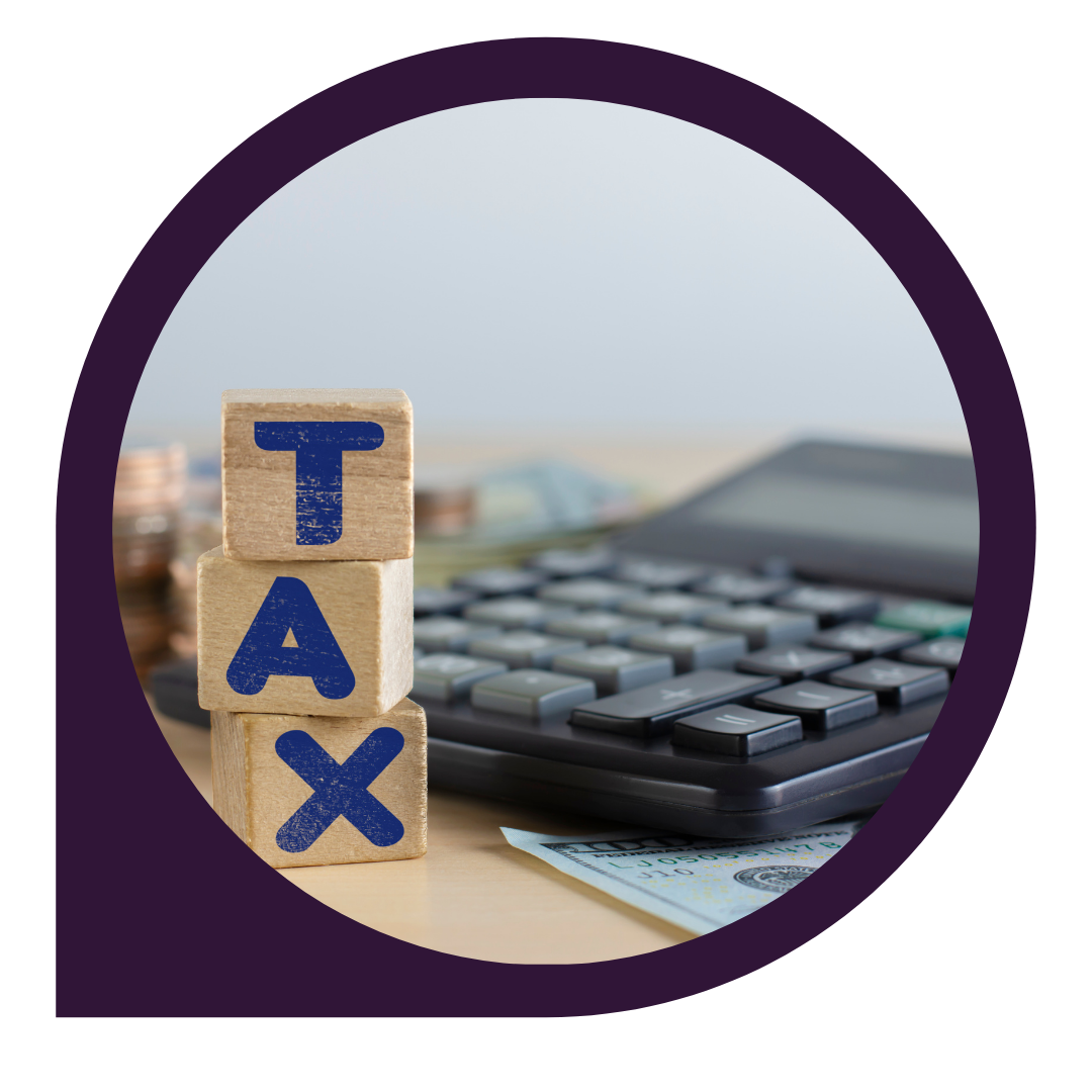 building blocks that say tax with calculator