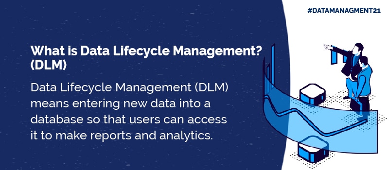 Data Lifecycle Management (DLM), entering new data into a database so that users can access it to make reports and analytics