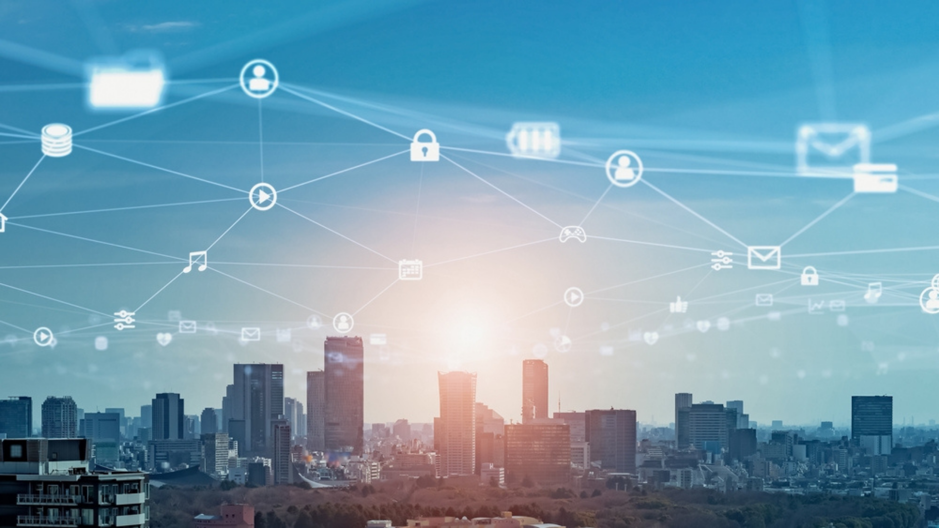 IoT image of city landscape and communicating diagram-2