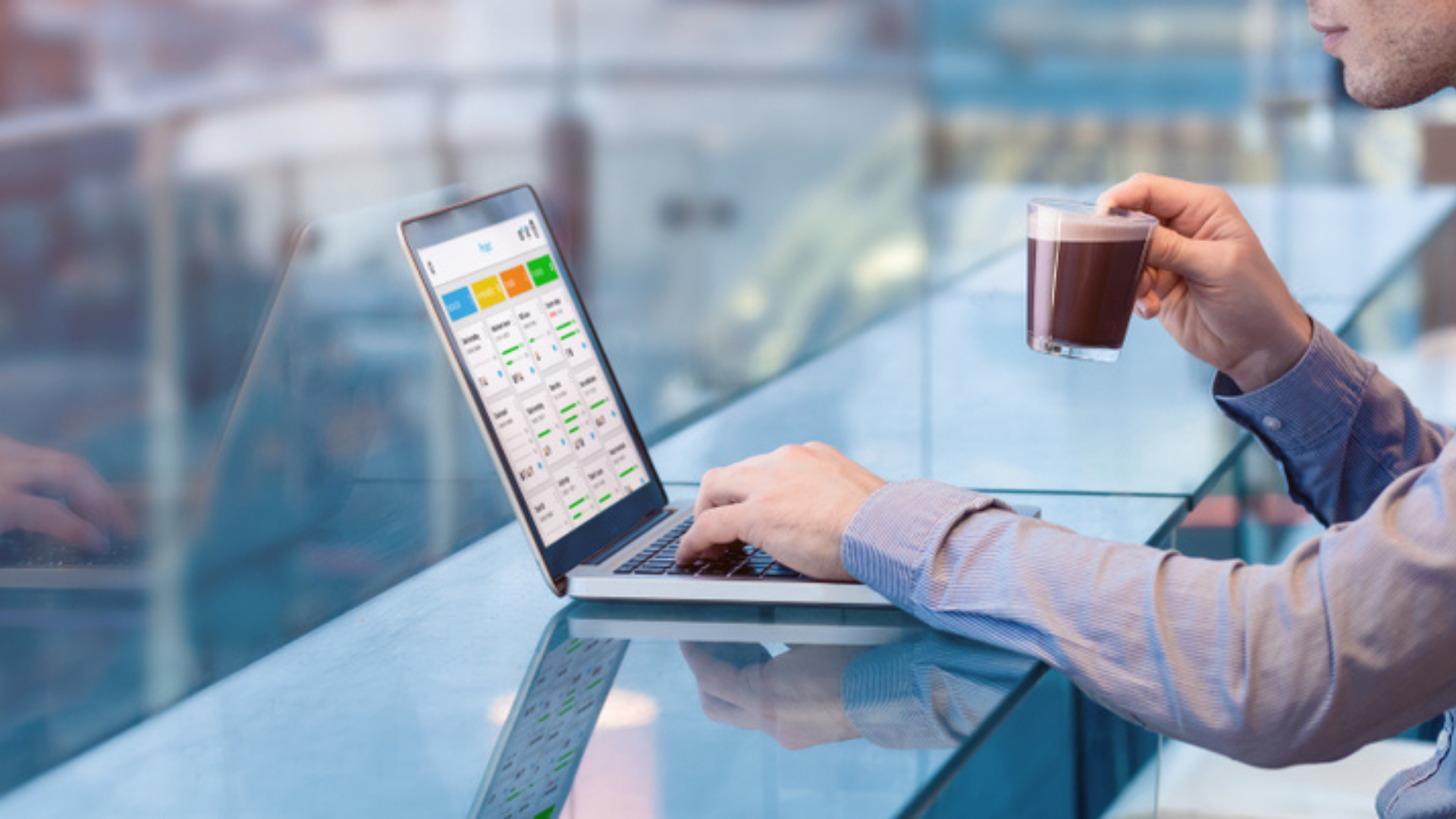 business man with a laptop with his screen showing agile methodologies