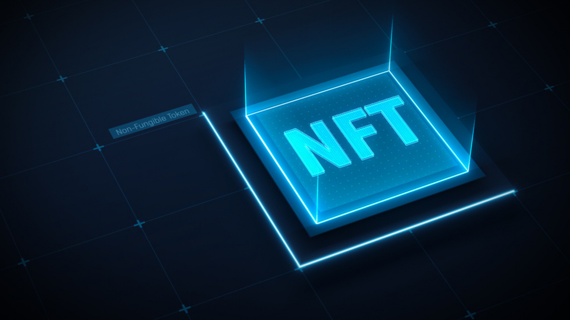 icononografy of nft -non fungible tokens - in blue 