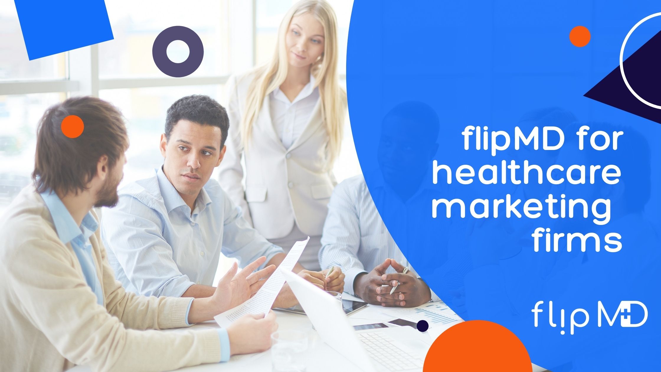 healthcare marketing firm meeting to discuss flipmd project