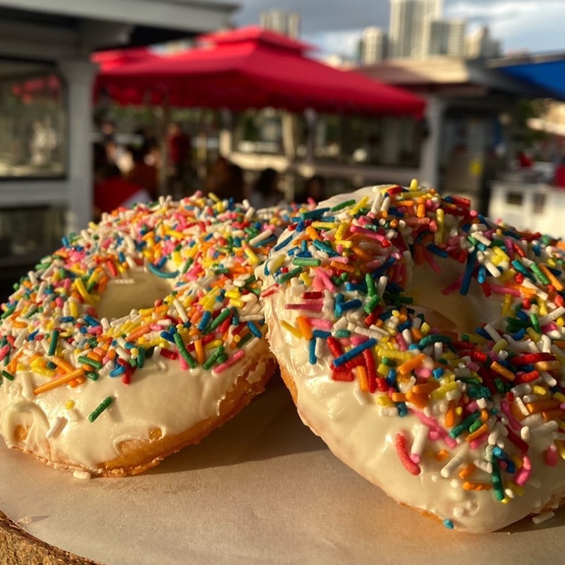 Tasty donuts in a picturesque background