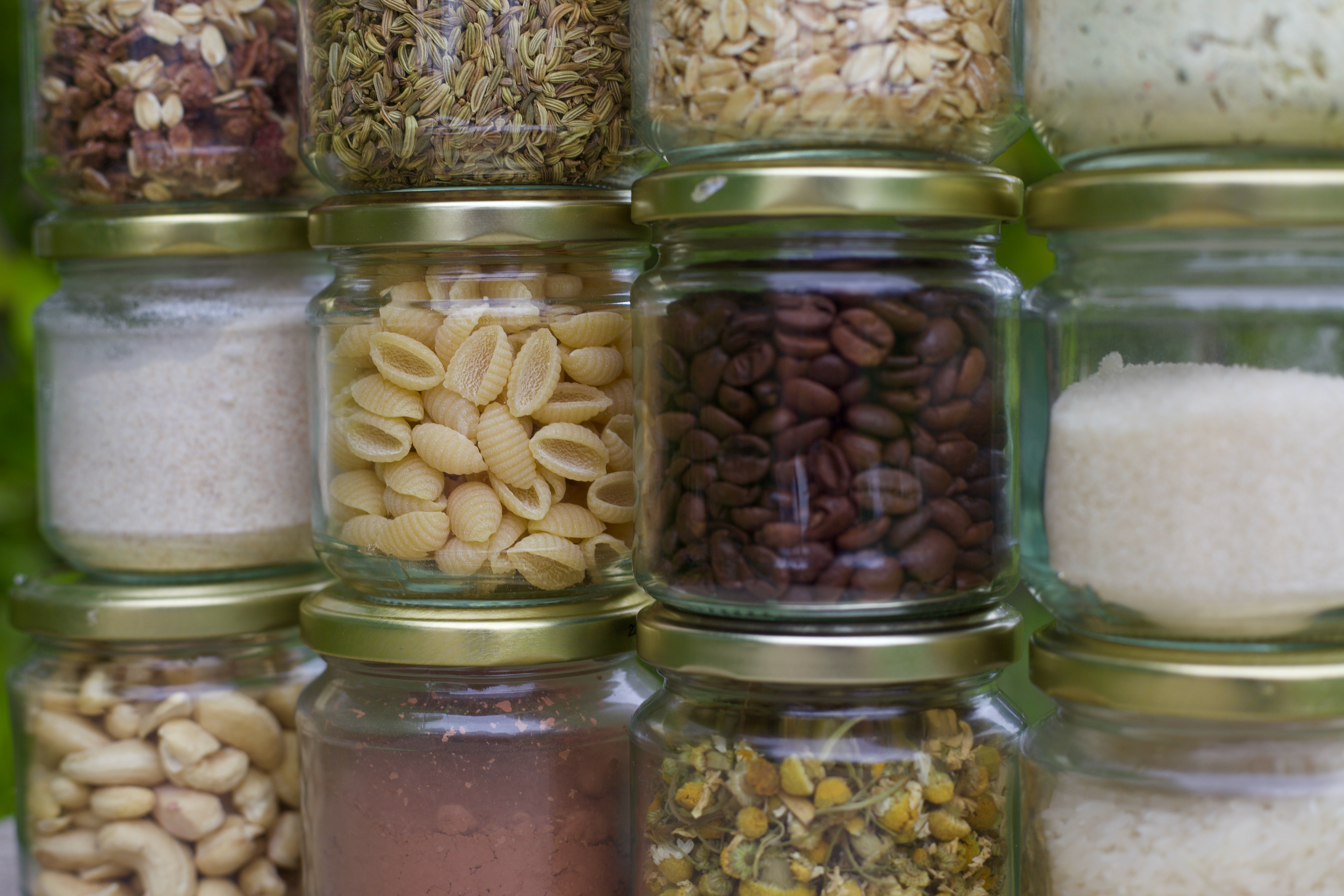 Ingredients stored in jars